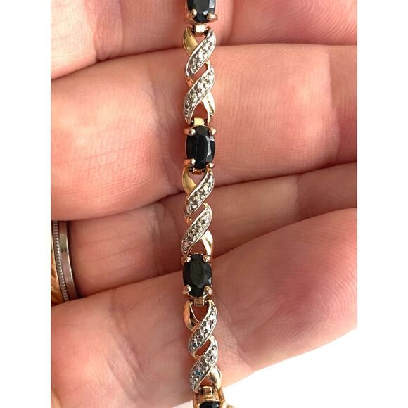 Striking Gold 925 Vermeil, Silver & Black Onyx Bracelet - Picture 10 of 16